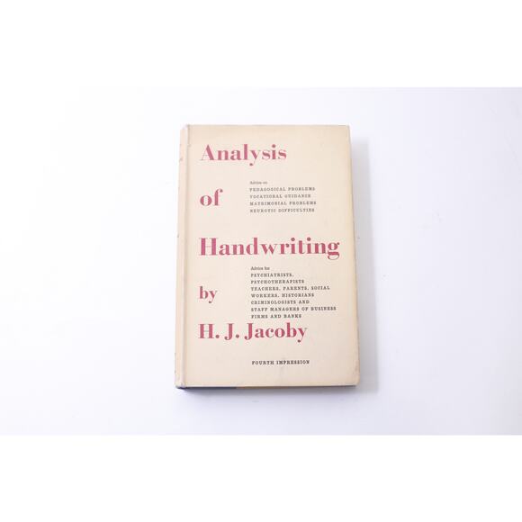 Analysis of Handwriting, Jacoby, Fourth Impression, Dust Jacket, ~ 250516-WH 257 - Picture 1 of 3